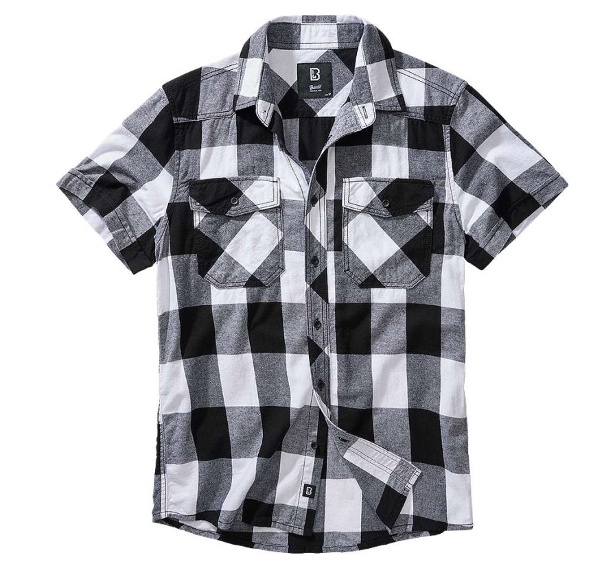 Manner Brandit | Checkshirt Halfsleeve White-Black