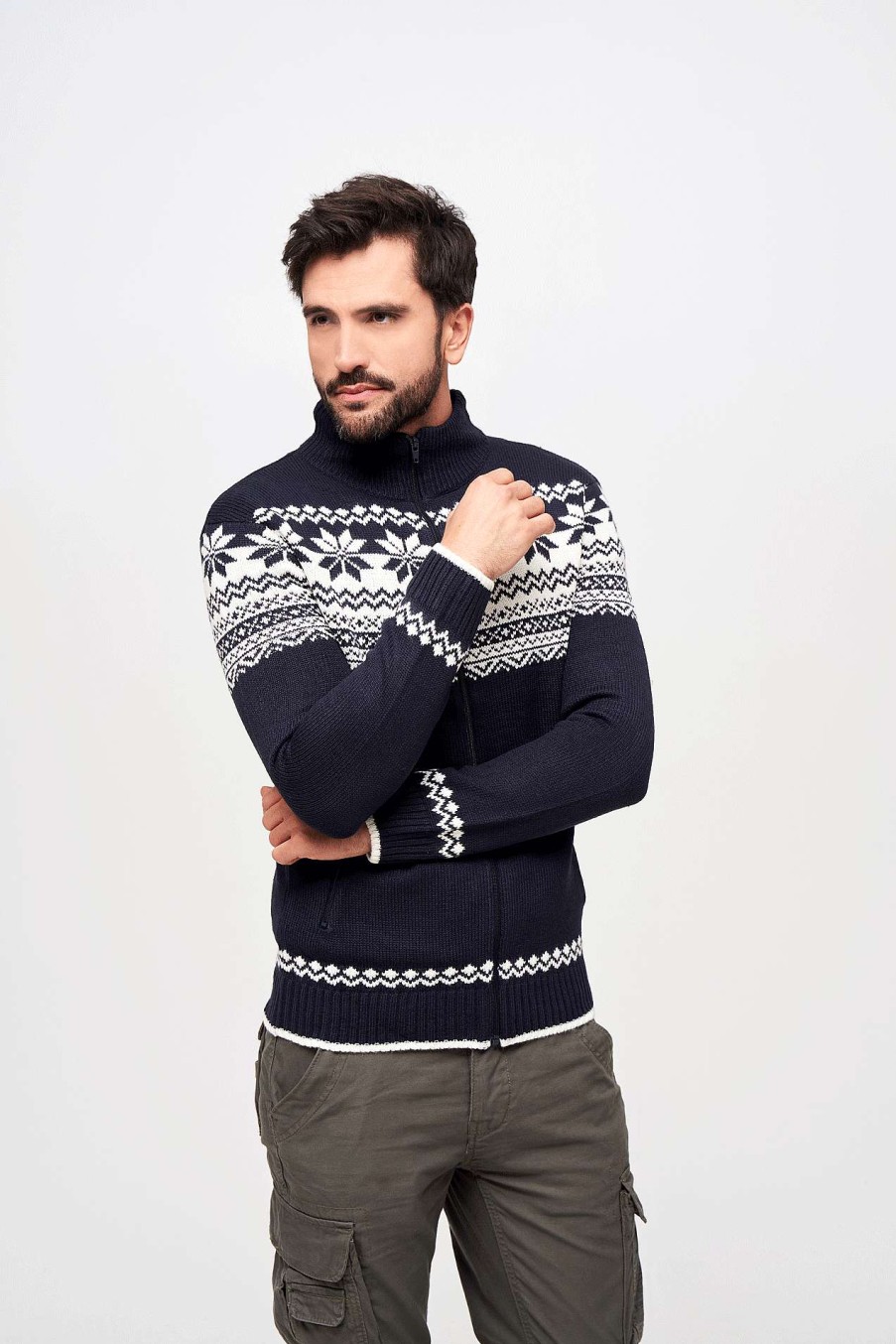 Manner Brandit | Cardigan Norweger Navy