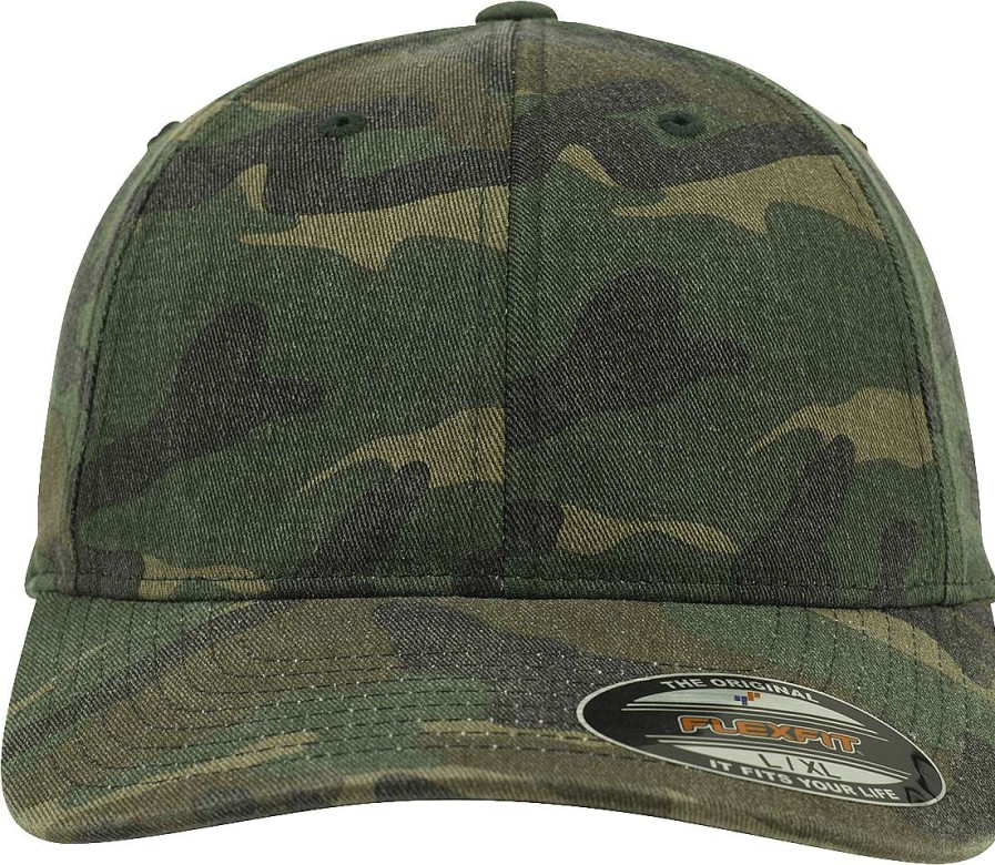 Unisex Brandit | Flexfit Garment Washed Camo Cap Armeegrun