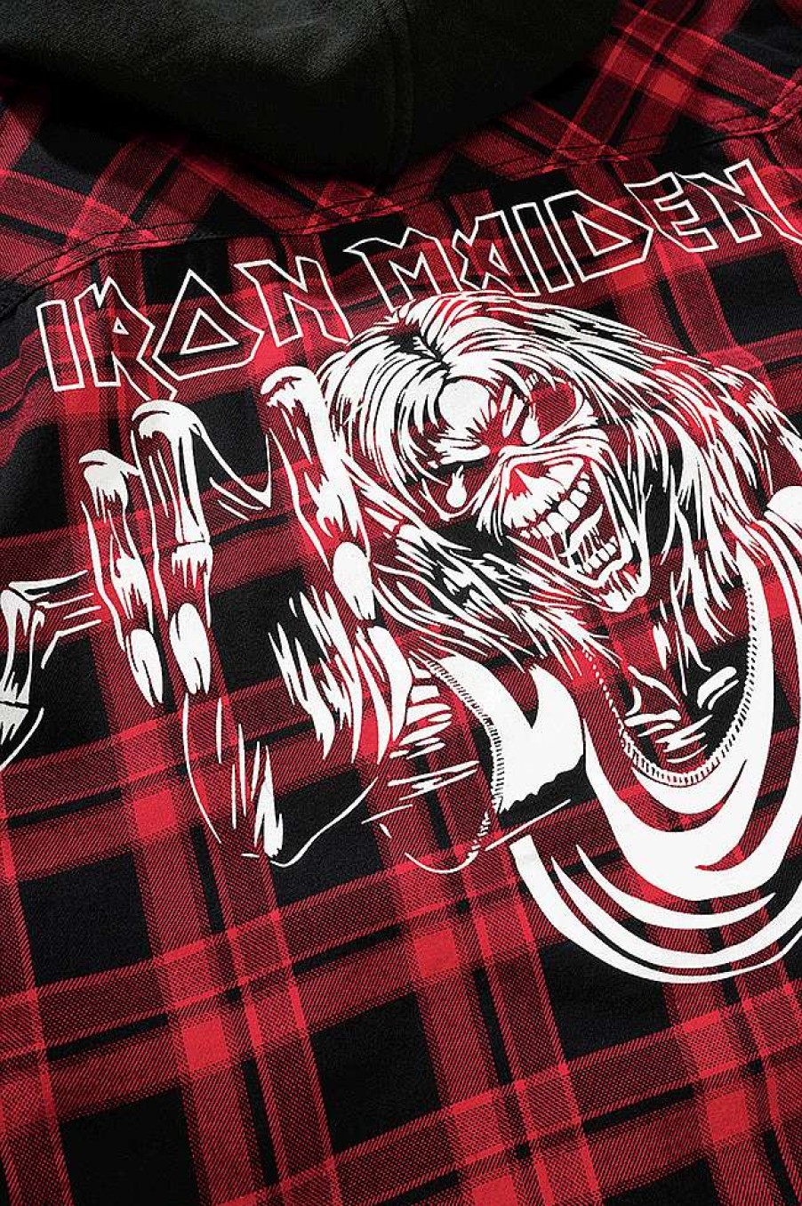 Iron Maiden Edition Brandit | Iron Maiden Checkshirt Sweathood Eddie Red-Black