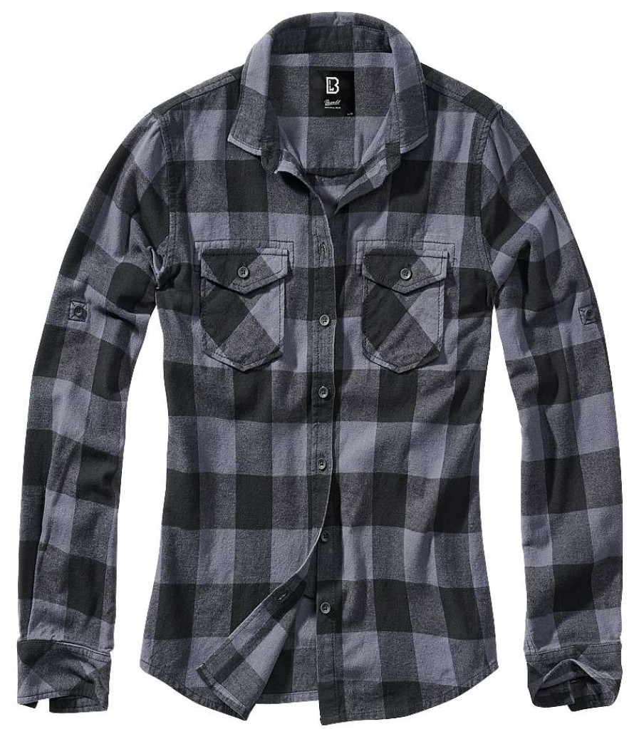 Frauen Brandit | Ladies Amy Flanell Shirt Black-Grey