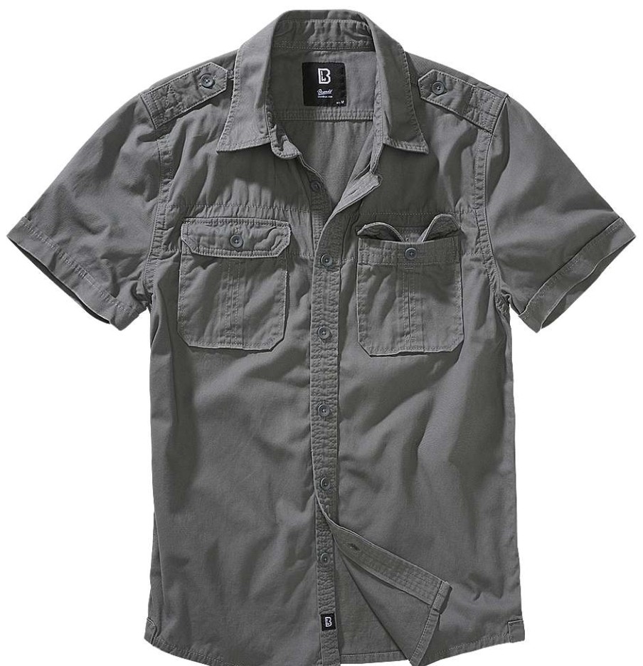 Manner Brandit | Vintage Shirt Shortsleeve Charcoal Grey