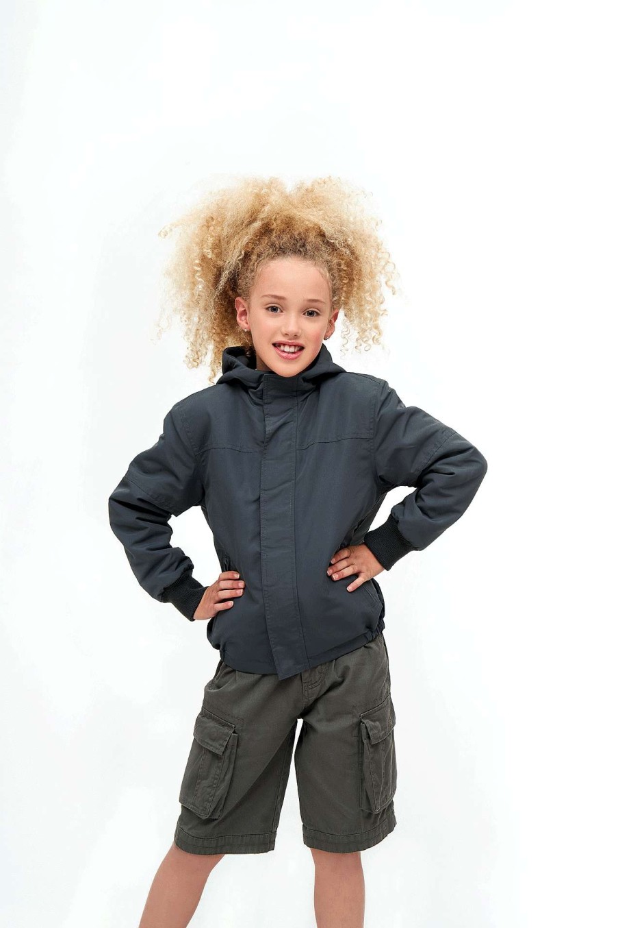 Kinder & Jugendliche Brandit | Kids Windbreaker Frontzip Anthracite